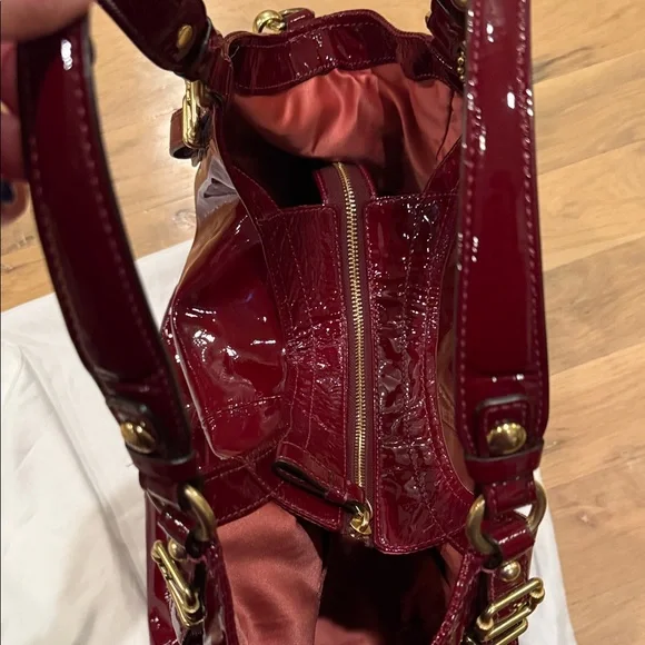 Vintage Coach Madison Burgundy Patent Leather Satchel